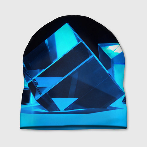 Шапка Неоновые объёмный куб - Синий / 3D-принт – фото 1