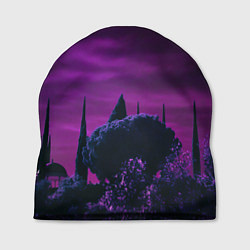Шапка Ночное сияние в тёмном лесу - Фиолетовый, цвет: 3D-принт