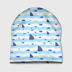 Шапка Волны, рыбки и плавники акул - паттерн, цвет: 3D-принт