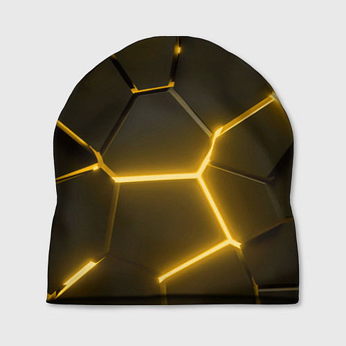 Шапка Золотые неоновые геометрические плиты / 3D-принт – фото 1