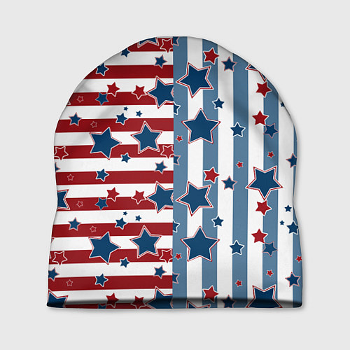 Шапка Blue stars on a striped pattern / 3D-принт – фото 1