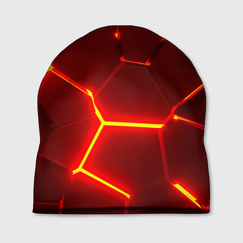 Шапка Красные неоновые геометрические плиты / 3D-принт – фото 1