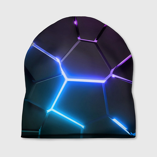 Шапка Фиолетовый градиент - неоновые геометрические плит / 3D-принт – фото 1