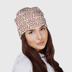 Шапка Коричневый с бежевым леопардовый узор, цвет: 3D-принт — фото 2