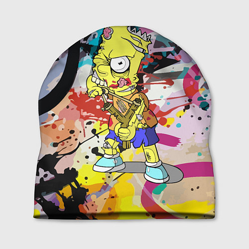 Шапка Зомби Барт Симпсон с рогаткой на фоне граффити / 3D-принт – фото 1