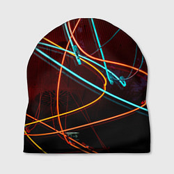 Шапка Неоновые лучи на тёмной поверхности, цвет: 3D-принт