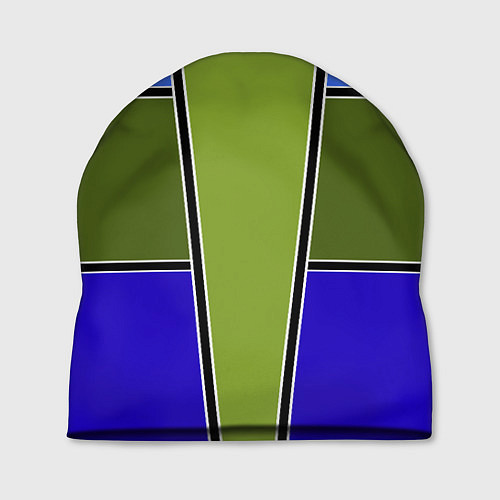 Шапка Зелено- синий геометрический дизайн / 3D-принт – фото 1