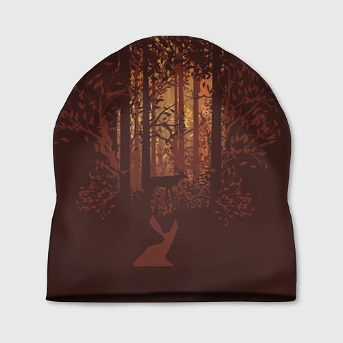 Шапка Осенний лес внутри силуэта совы / 3D-принт – фото 1