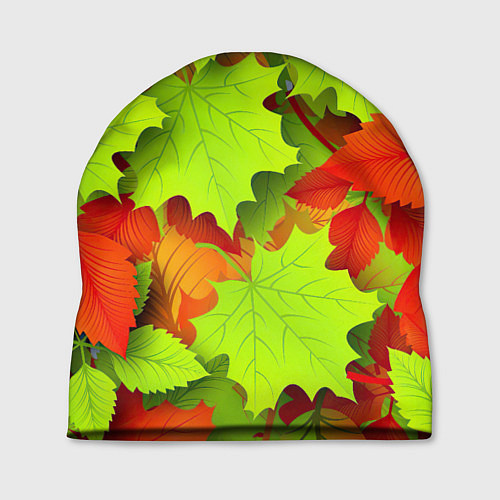 Шапка Зелёные осенние листья / 3D-принт – фото 1