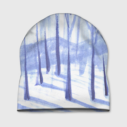 Шапка Зимний лес акварель / 3D-принт – фото 1