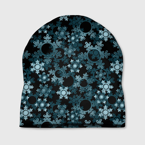 Шапка Новогодний рождественский темно синий узор со снеж / 3D-принт – фото 1