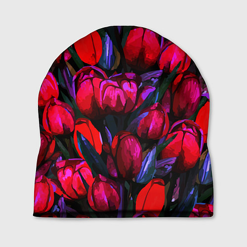 Шапка Тюльпаны - поле красных цветов / 3D-принт – фото 1