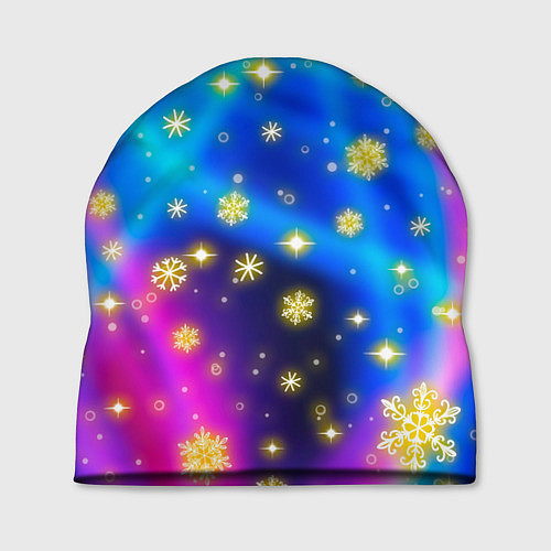 Шапка Снежинки и звезды - яркие цвета / 3D-принт – фото 1