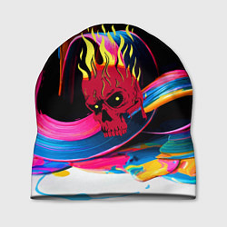 Шапка Горящий череп - авангард, цвет: 3D-принт
