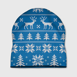 Шапка Рождественский синий свитер с оленями