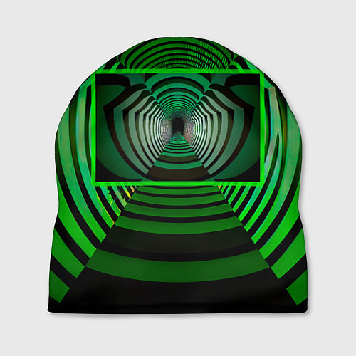 Шапка Зелёный туннель - оптическая иллюзия / 3D-принт – фото 1