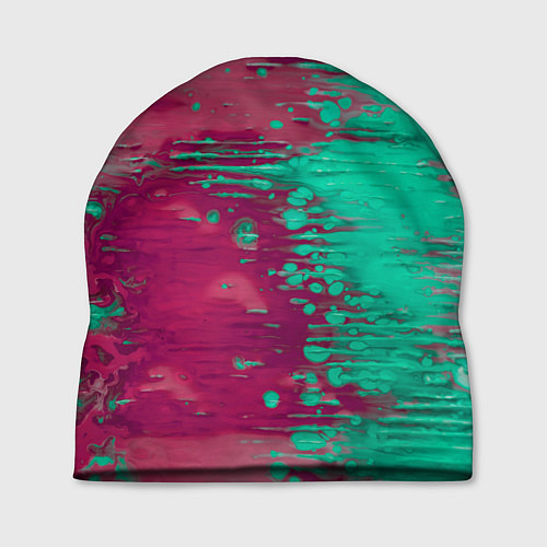 Шапка Светло-розовые и зелёные краски растекаются / 3D-принт – фото 1