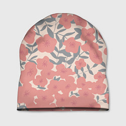 Шапка Узор из красных цветов, цвет: 3D-принт