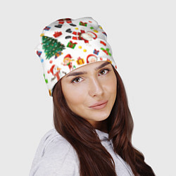 Шапка Танцы с Сантой возле ёлки, цвет: 3D-принт — фото 2