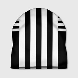 Шапка Черно белый узор в полоску