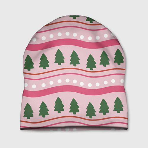 Шапка Новогодний свитер: розовый / 3D-принт – фото 1