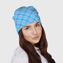 Шапка Голубой узор в косую клетку, цвет: 3D-принт — фото 2