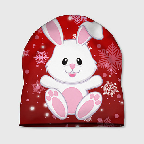 Шапка Весёлый кролик в снежинках / 3D-принт – фото 1