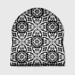 Шапка Белое кружево на черном, цвет: 3D-принт