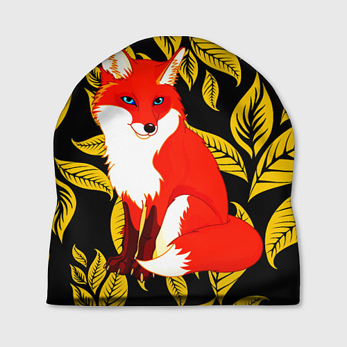 Шапка Лиса на фоне жёлтых листьев / 3D-принт – фото 1