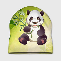Шапка Панда на фоне листьев