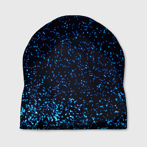 Шапка Неоновый синий блеск на черном фоне / 3D-принт – фото 1