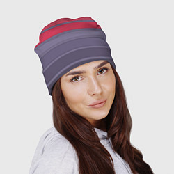 Шапка Полосатый красно -серый, цвет: 3D-принт — фото 2