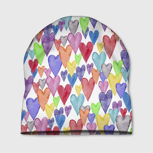 Шапка Разноцветные сердечки Калейдоскоп / 3D-принт – фото 1
