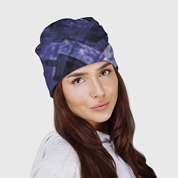 Шапка Синие, чёрные и белые полоски, цвет: 3D-принт — фото 2