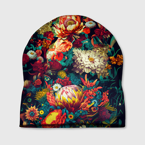 Шапка Цветочный паттерн с цветами и листьями / 3D-принт – фото 1