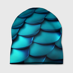 Шапка Чешуя бирюзовая металлик, цвет: 3D-принт