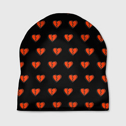 Шапка Разбитые сердца на черном фоне, цвет: 3D-принт