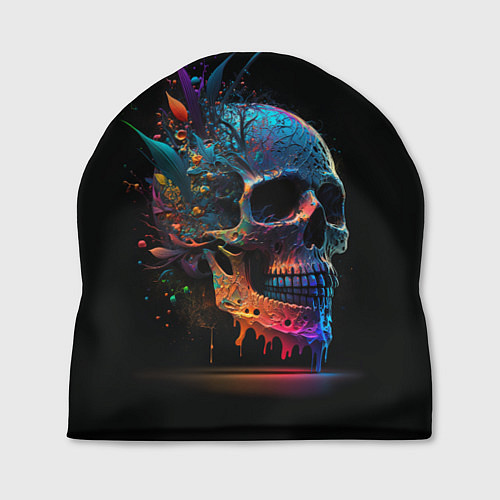 Шапка Красочный череп с цветами / 3D-принт – фото 1