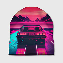 Шапка Синтвейв закат и автомобиль, цвет: 3D-принт