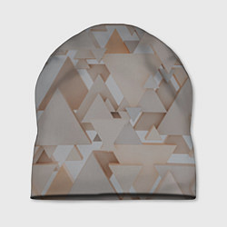 Шапка Геометрическое множество серых и бежевых треугольн, цвет: 3D-принт