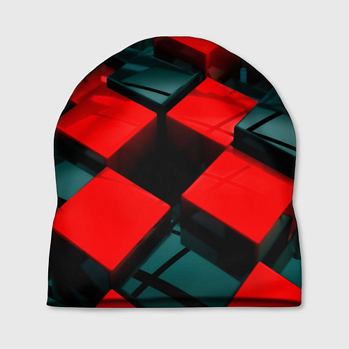 Шапка Кубы геометрии красный и чёрный / 3D-принт – фото 1