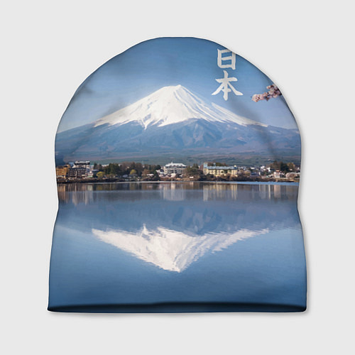 Шапка Цветущая сакура на фоне Фудзиямы - Япония / 3D-принт – фото 1