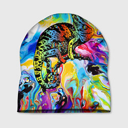 Шапка Маскировка хамелеона на фоне ярких красок, цвет: 3D-принт