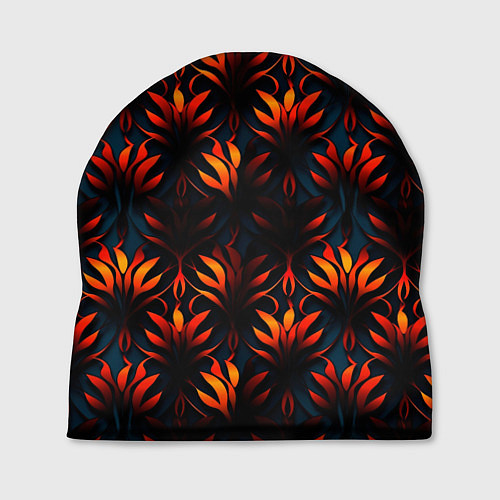 Шапка Оранжевые неоновые листья / 3D-принт – фото 1