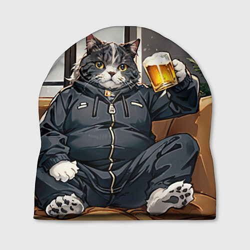 Шапка Толстый кот со стаканом пива / 3D-принт – фото 1