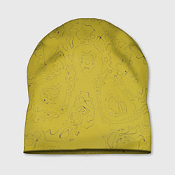 Шапка Рябь - зеленовато-желтый и фиолетовый - узор Хуф и, цвет: 3D-принт