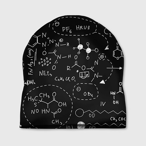 Шапка Химические формулы на чёрном / 3D-принт – фото 1