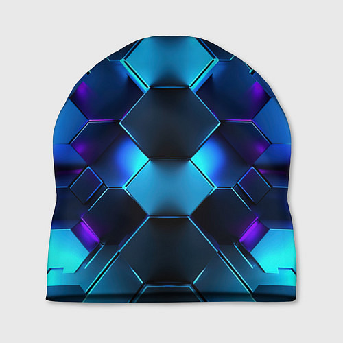 Шапка Синие неоновые плиты / 3D-принт – фото 1