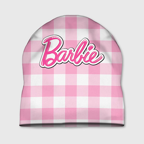 Шапка Барби лого розовая клетка / 3D-принт – фото 1