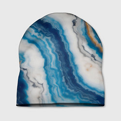 Шапка Узор волна голубой океанический агат, цвет: 3D-принт